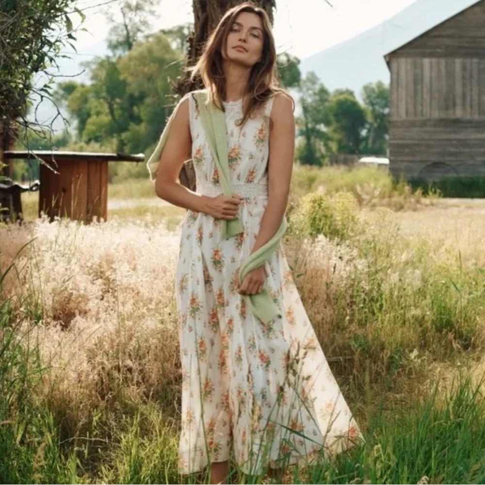 NWT Doen Liliane Cotton Lace Sleeveless Maxi Dress Petit Bouquet De Chamomix
